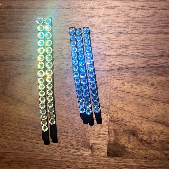 Handmade Accessories - Handmade Blue & Yellow Austrian Crystal Bobby Pin Set
